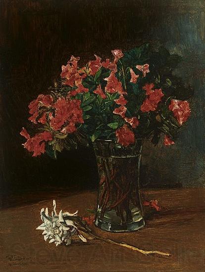 Wilhelm Trubner Flower Vase Norge oil painting art